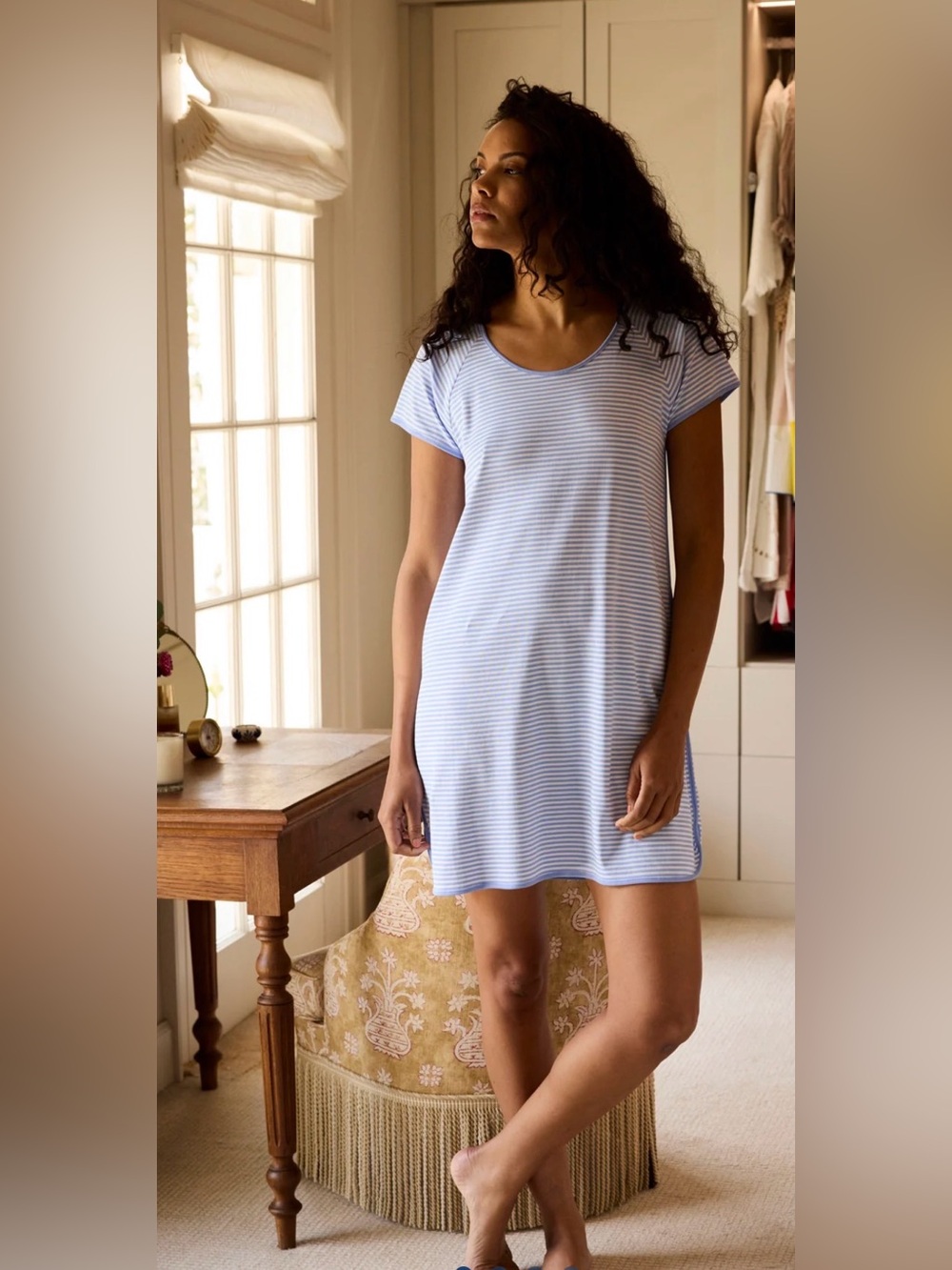 Lake Pajamas Pima Nightgown in Hydrangea size XS